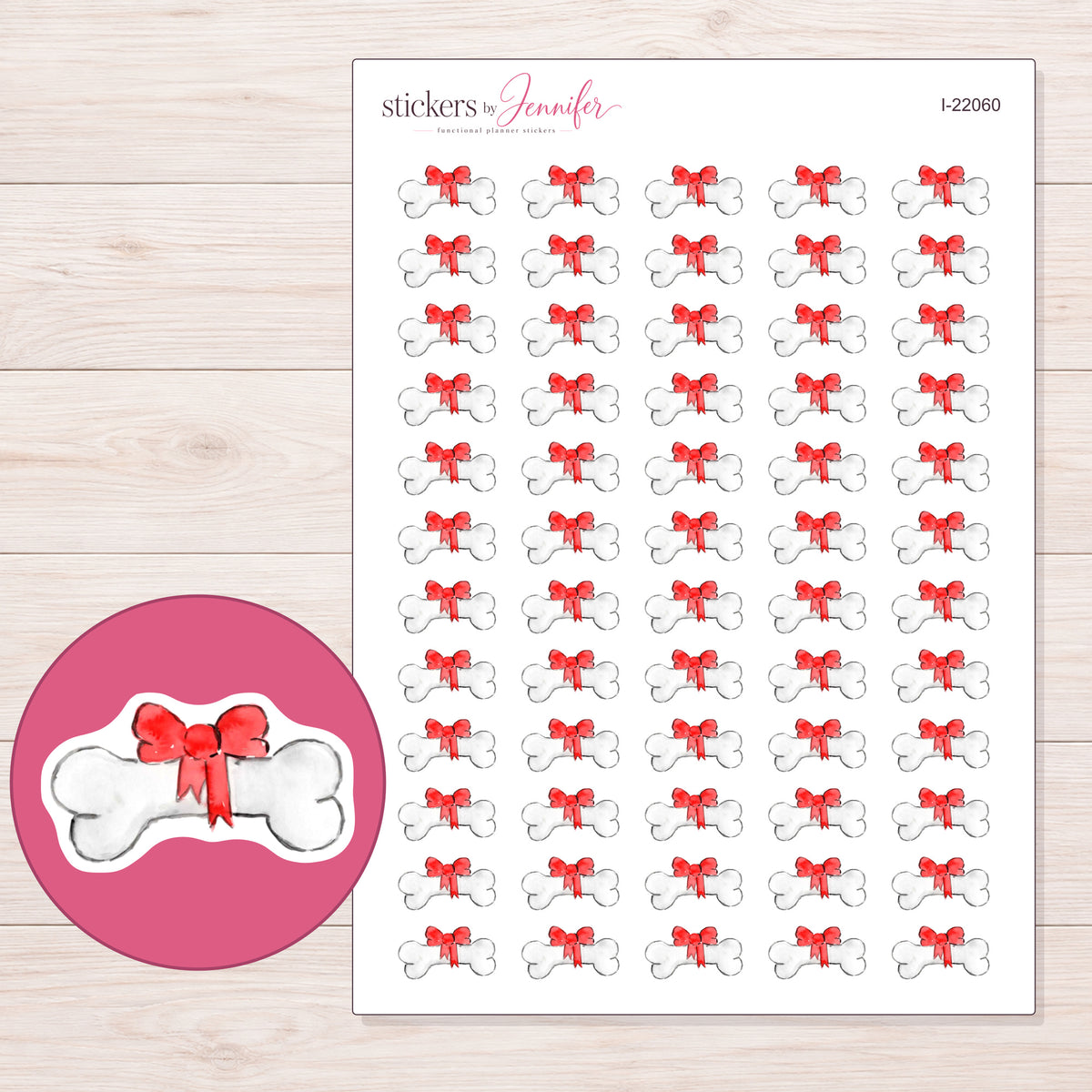 I-22060 planner sticker sheet with enlarged sticker detail