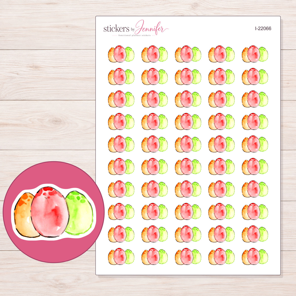 I-22066 planner sticker sheet with enlarged sticker detail