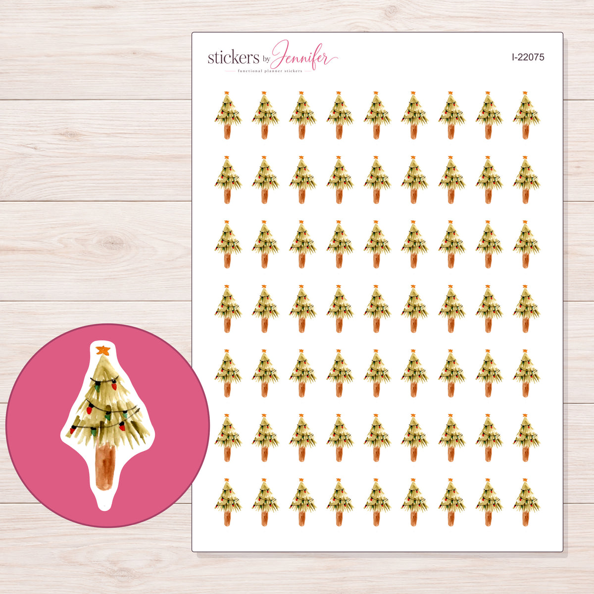 I-22075 planner sticker sheet with enlarged sticker detail