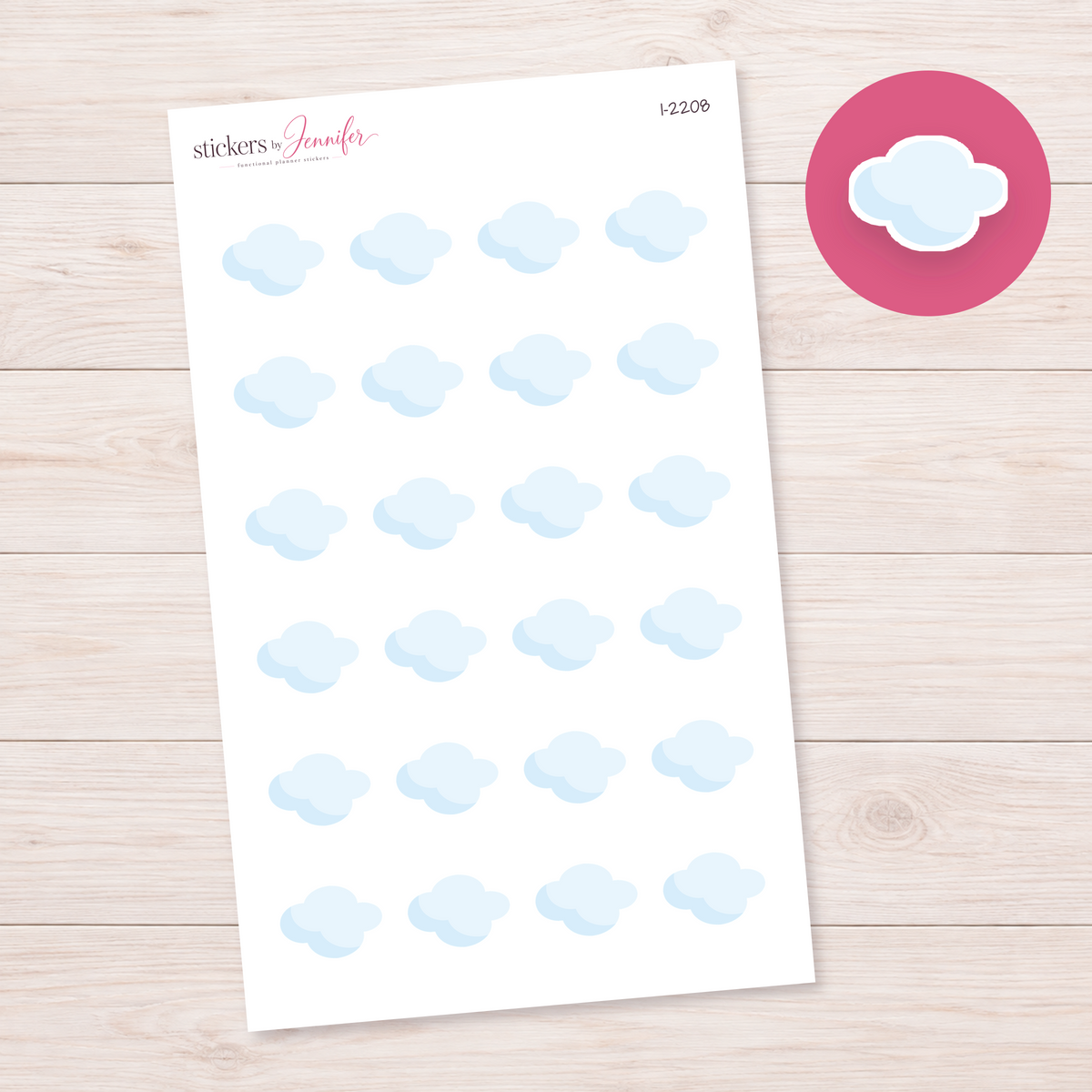 Pale Blue Cloud Planner Stickers | I-2208