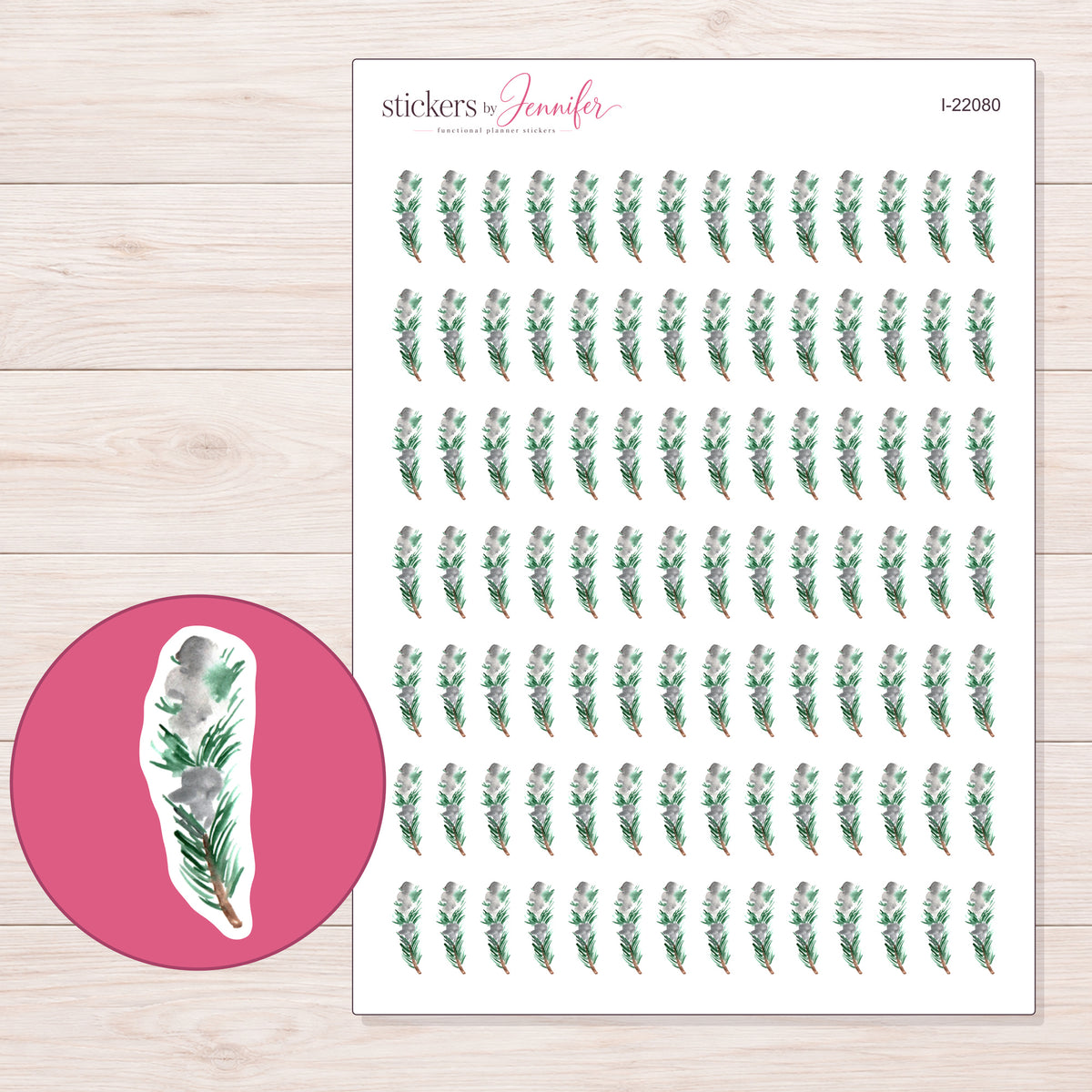 I-22080 planner sticker sheet with enlarged sticker detail