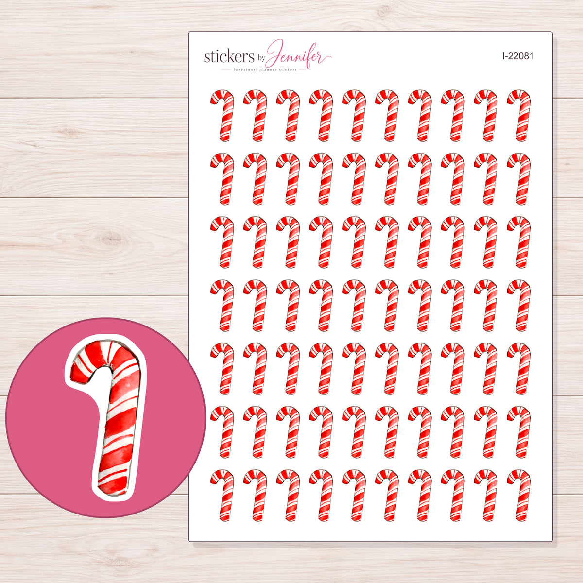 I-22081 planner sticker sheet with enlarged sticker detail