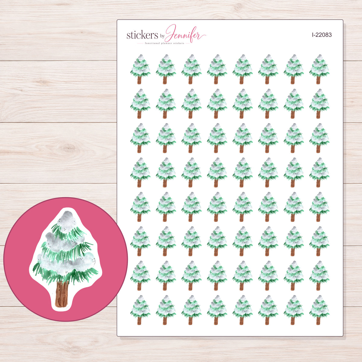 I-22083 planner sticker sheet with enlarged sticker detail