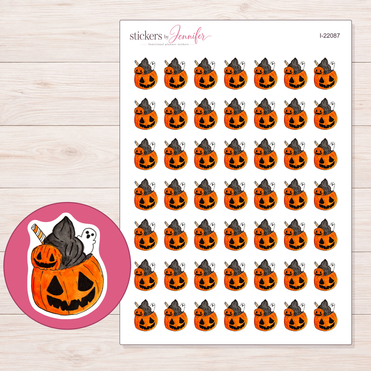 I-22087 planner sticker sheet with enlarged sticker detail