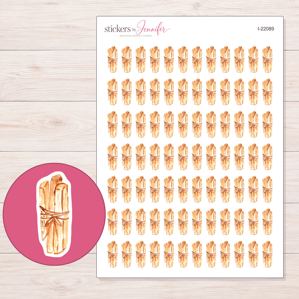 I-22089 planner sticker sheet with enlarged sticker detail
