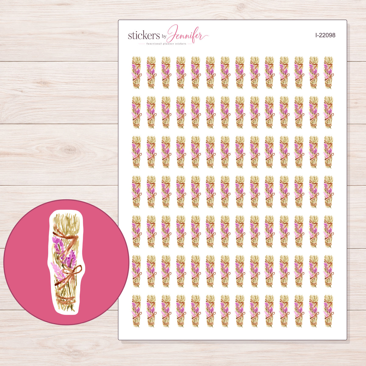 I-22098 planner sticker sheet with enlarged sticker detail