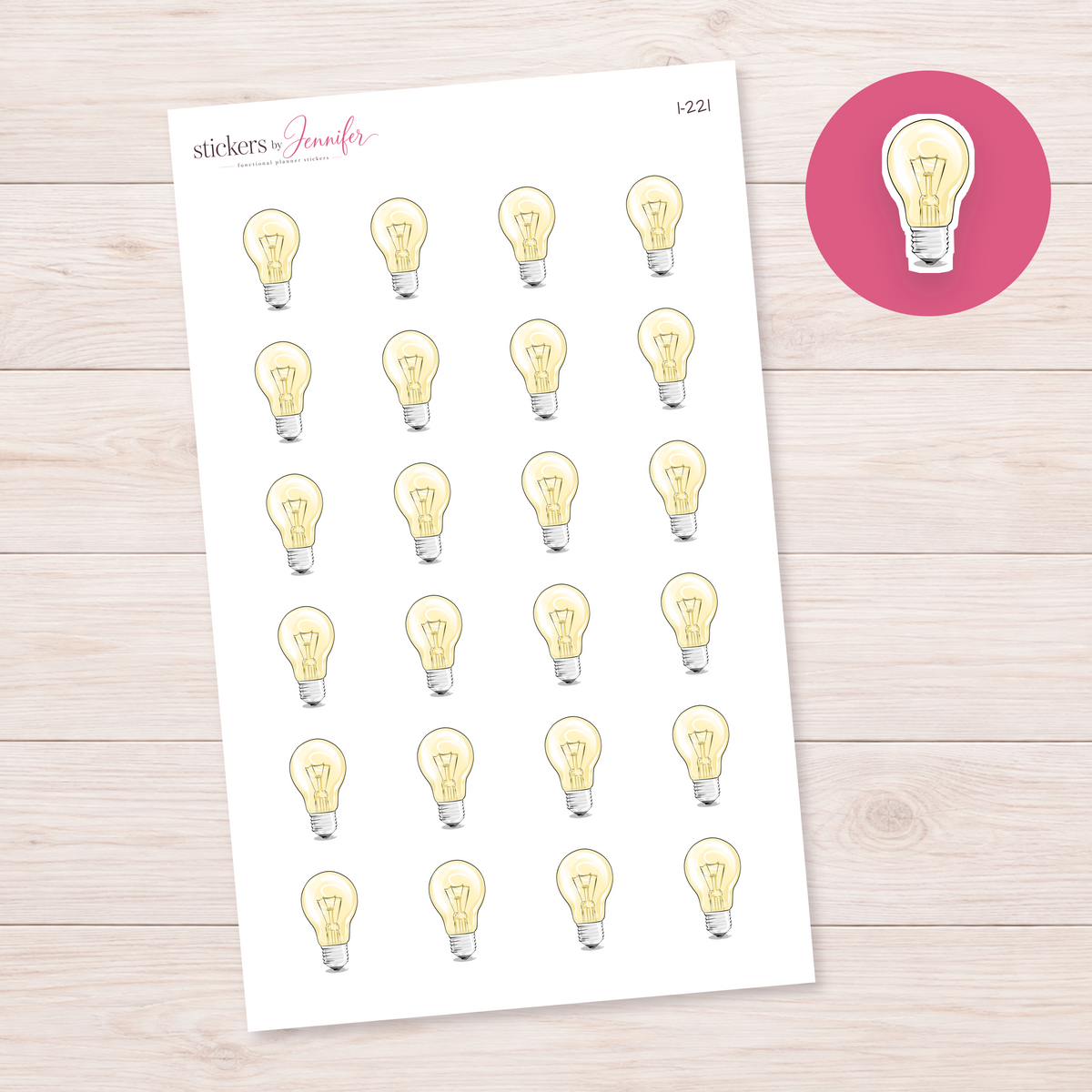 Glowing Light Bulb Planner Stickers | I-221
