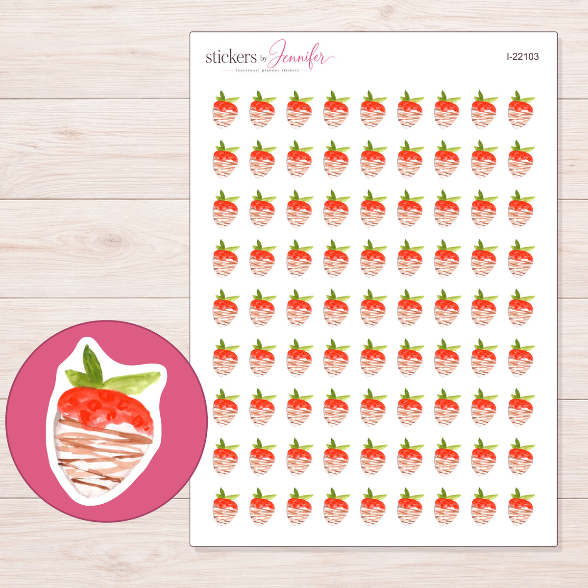 I-22103 planner sticker sheet with enlarged sticker detail