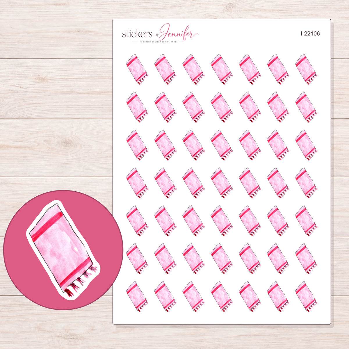 I-22106 planner sticker sheet with enlarged sticker detail