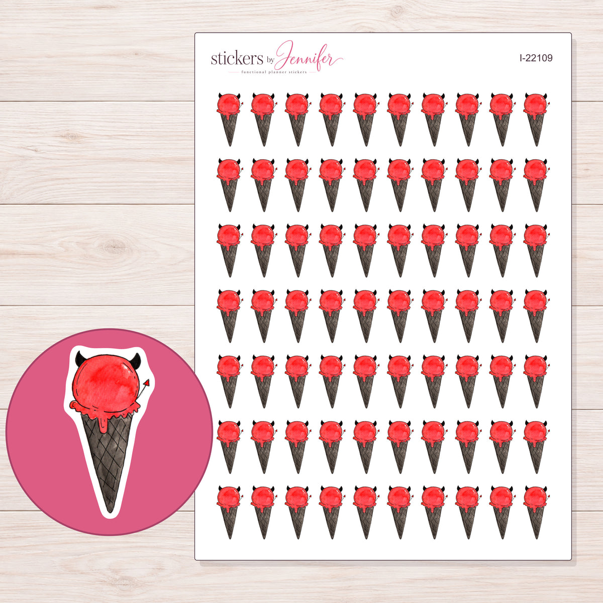 I-22109 planner sticker sheet with enlarged sticker detail