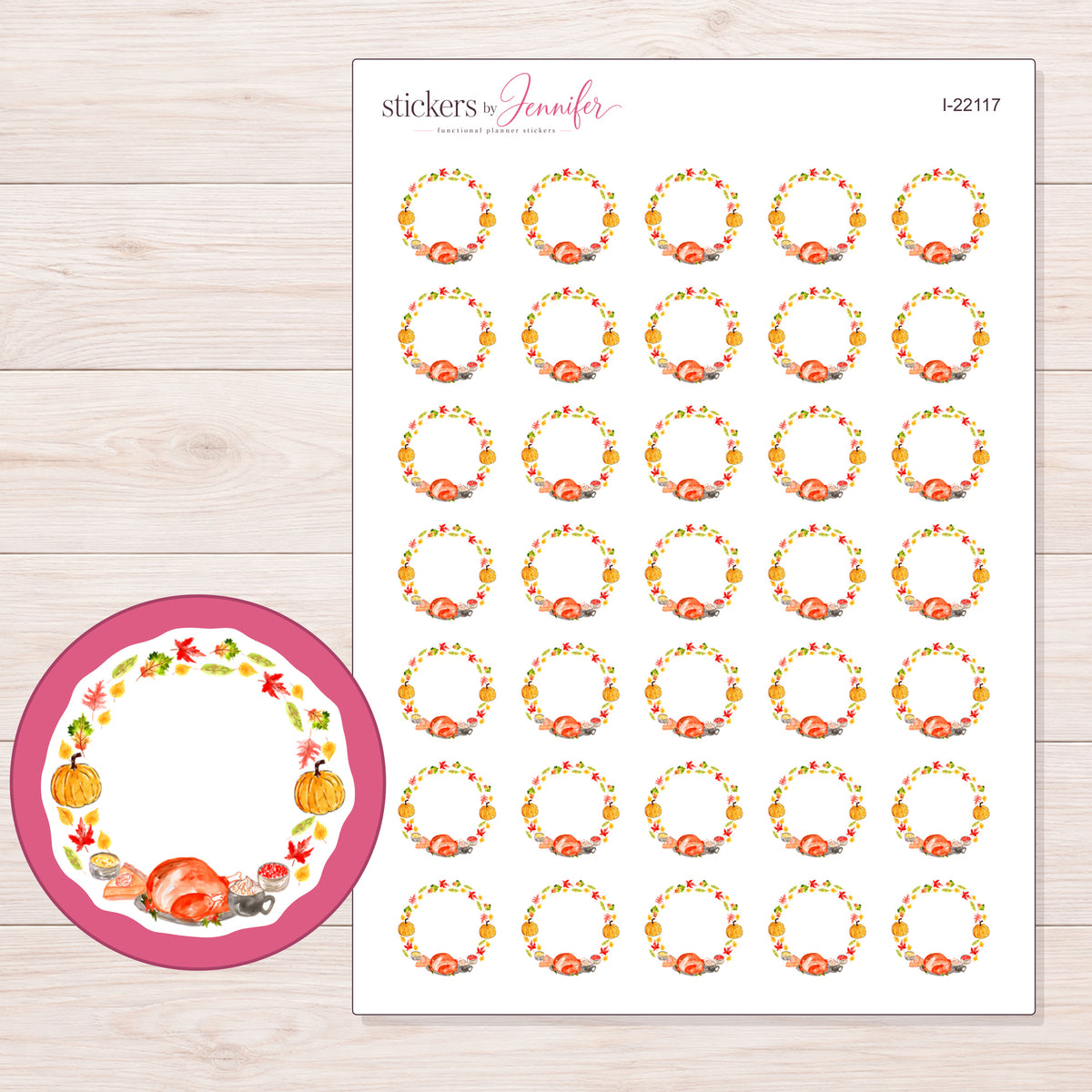 I-22117 planner sticker sheet with enlarged sticker detail
