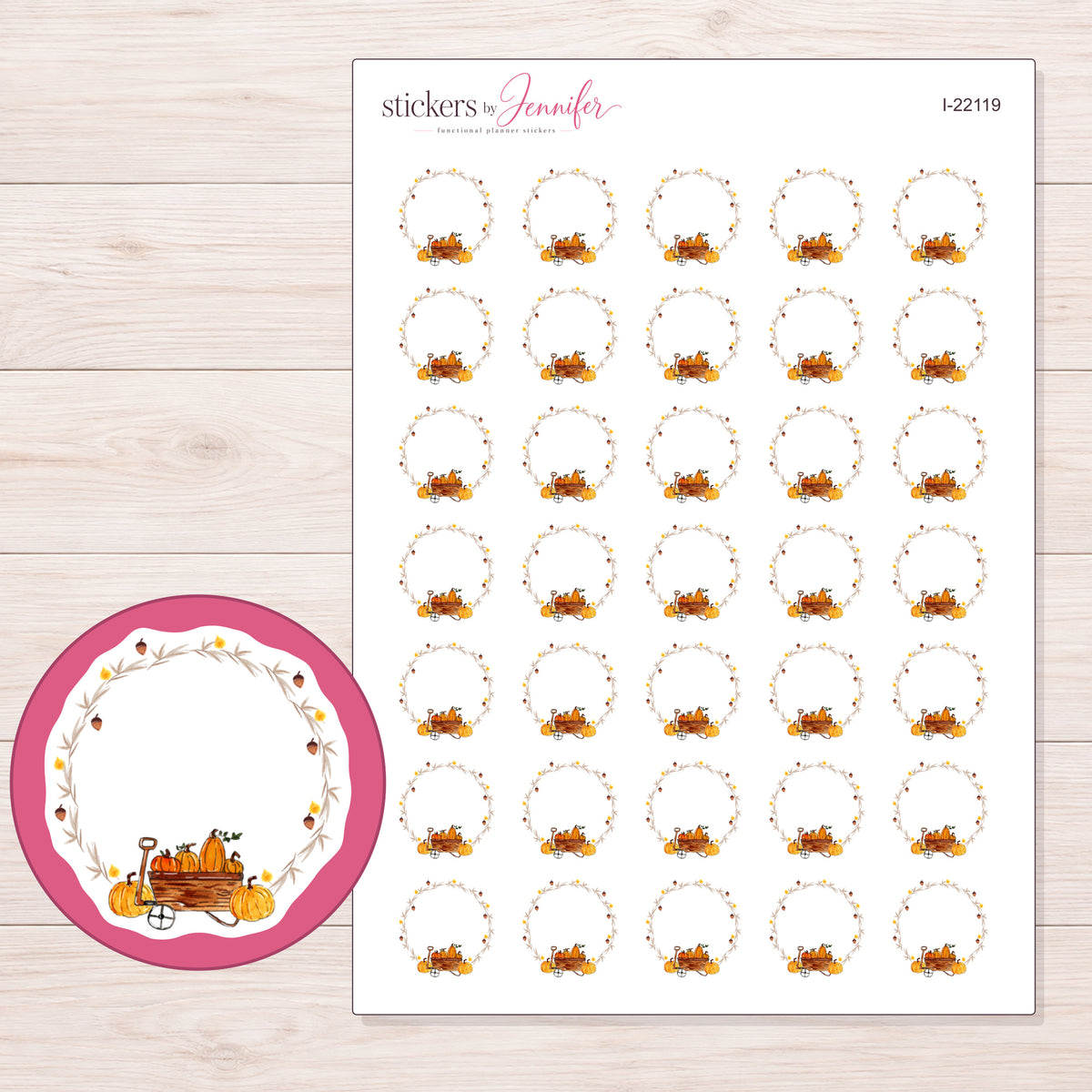 I-22119 planner sticker sheet with enlarged sticker detail