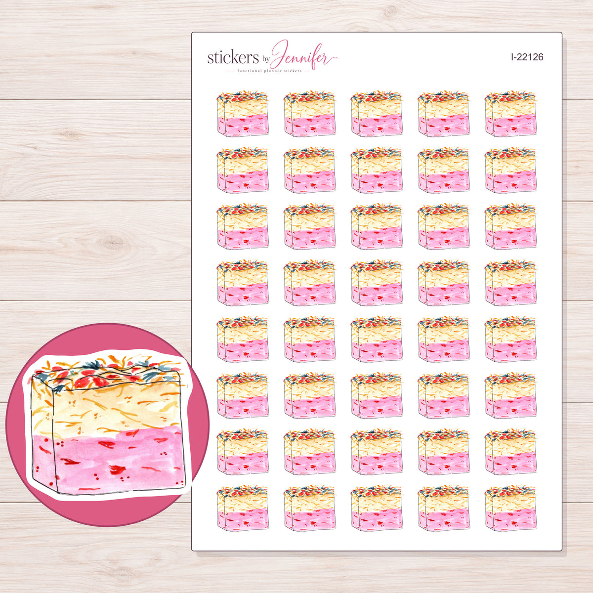 I-22126 planner sticker sheet with enlarged sticker detail