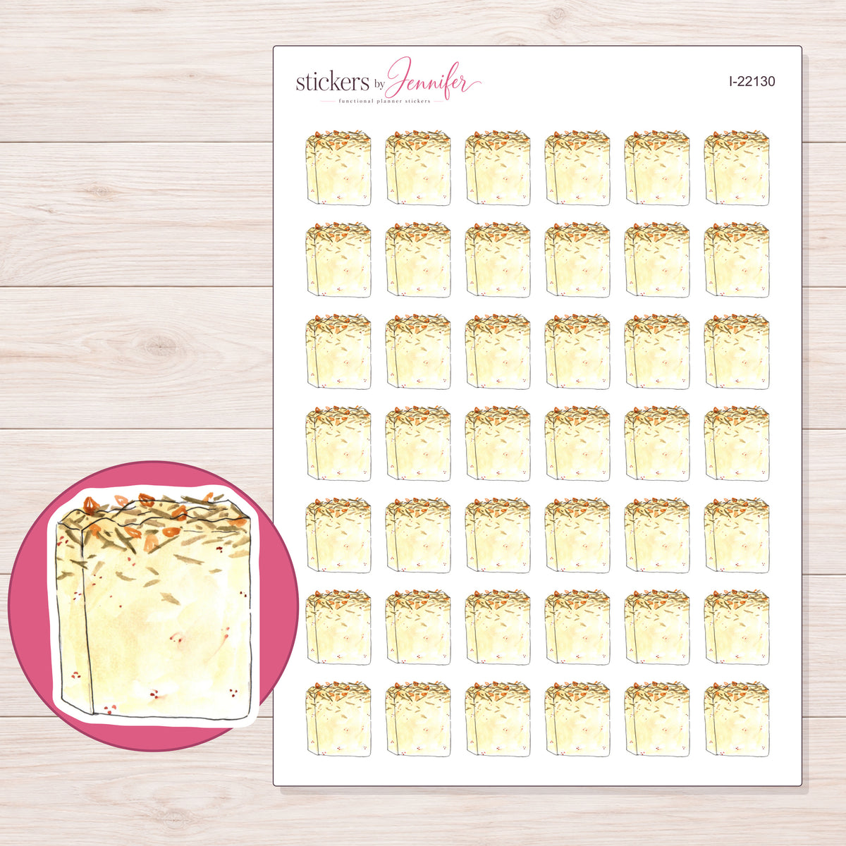 I-22130 planner sticker sheet with enlarged sticker detail