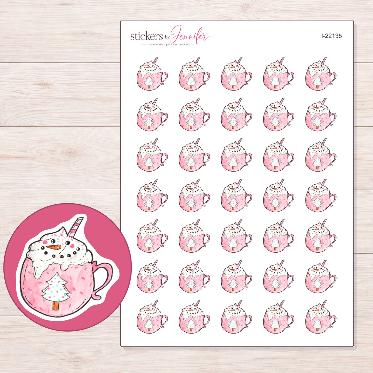 I-22135 planner sticker sheet with enlarged sticker detail