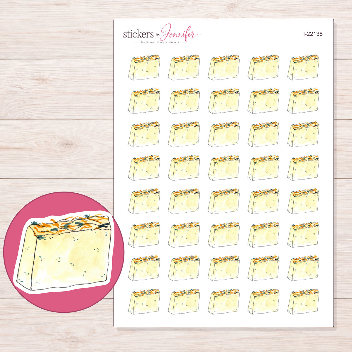 I-22138 planner sticker sheet with enlarged sticker detail