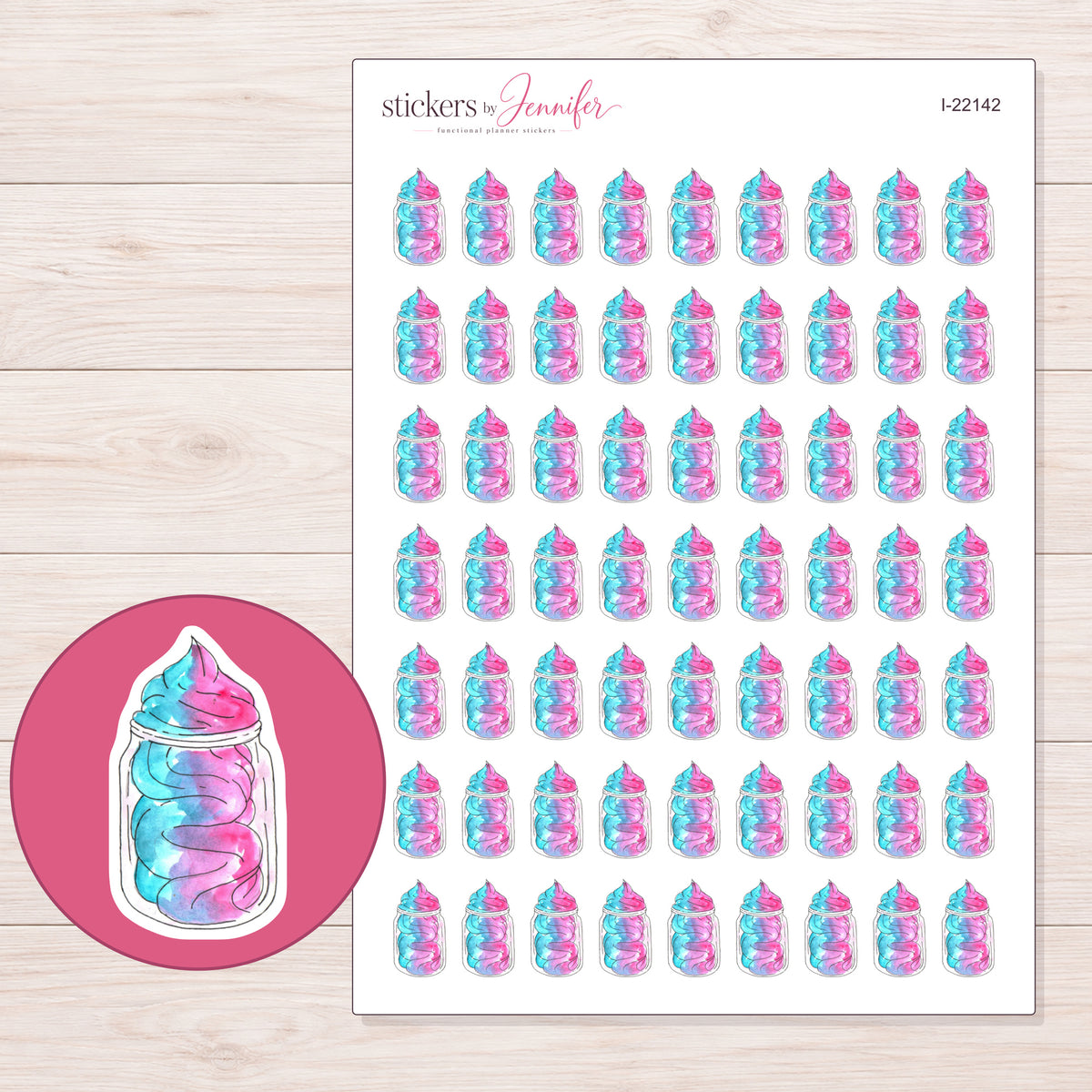 I-22142 planner sticker sheet with enlarged sticker detail