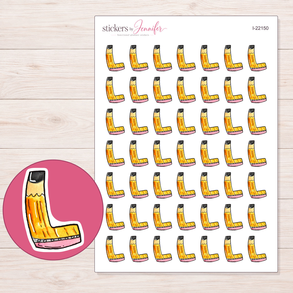 I-22150 planner sticker sheet with enlarged sticker detail