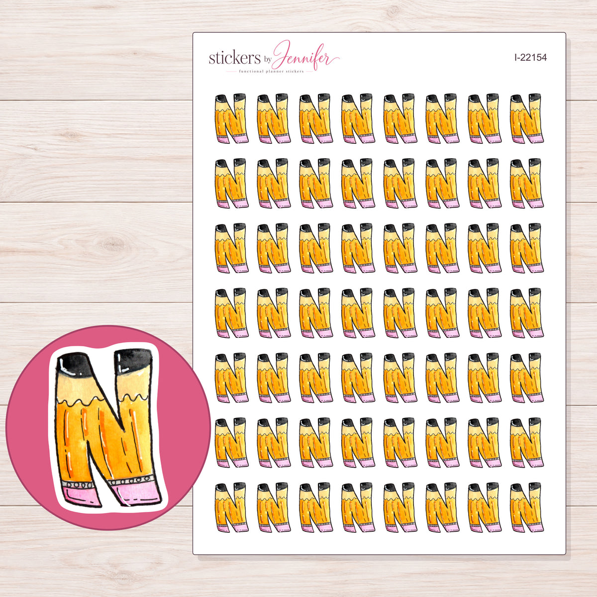 I-22154 planner sticker sheet with enlarged sticker detail