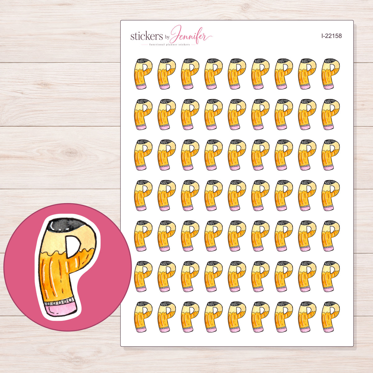 I-22158 planner sticker sheet with enlarged sticker detail
