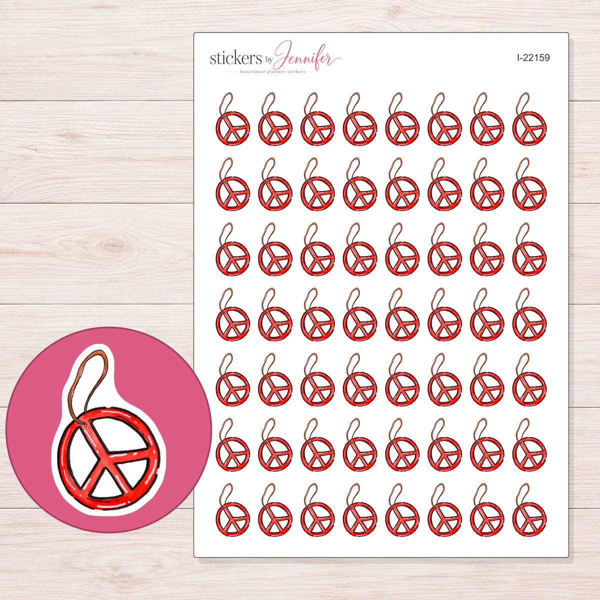 I-22159 planner sticker sheet with enlarged sticker detail