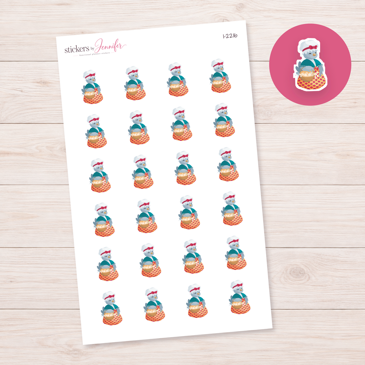Blue Hen with Egg Basket Planner Stickers | I-2216