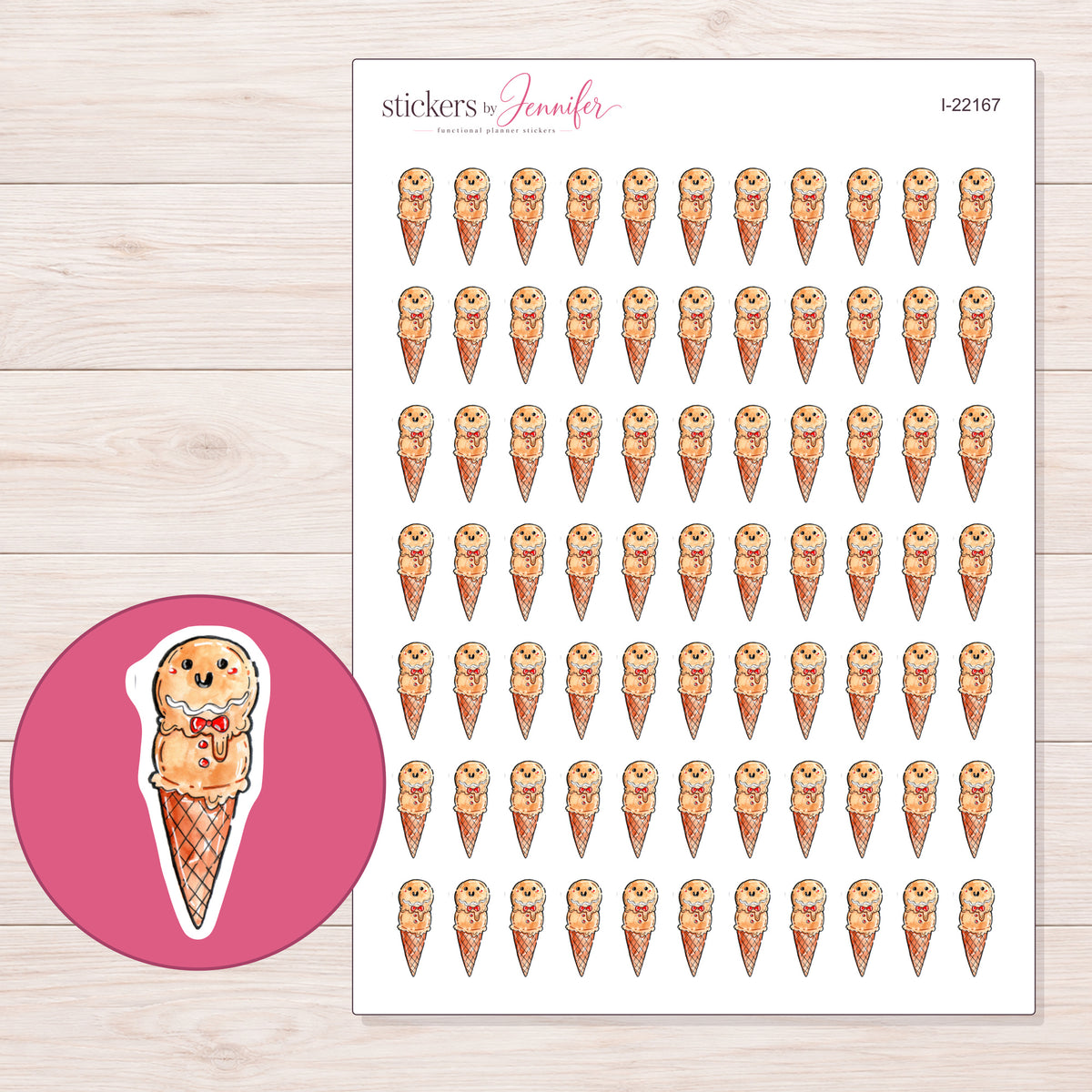 I-22167 planner sticker sheet with enlarged sticker detail
