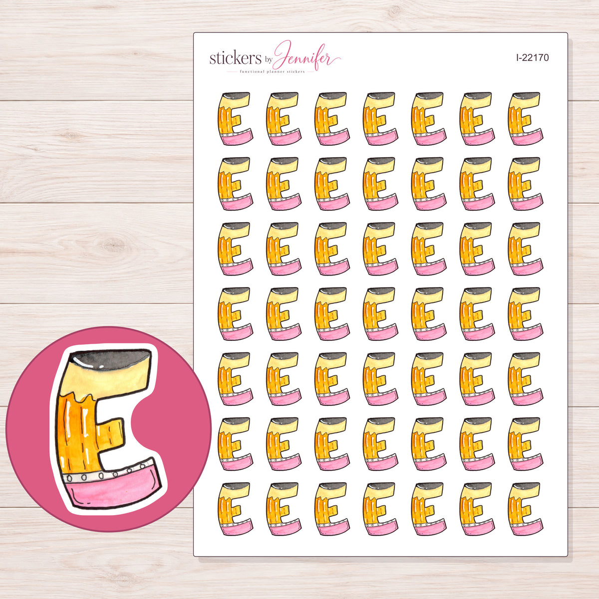 I-22170 planner sticker sheet with enlarged sticker detail