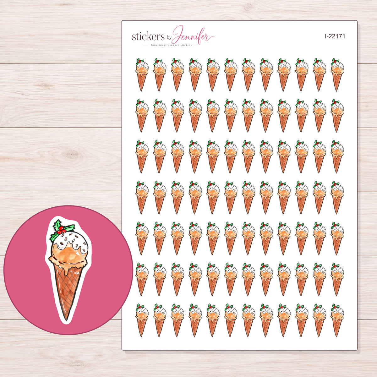 I-22171 planner sticker sheet with enlarged sticker detail
