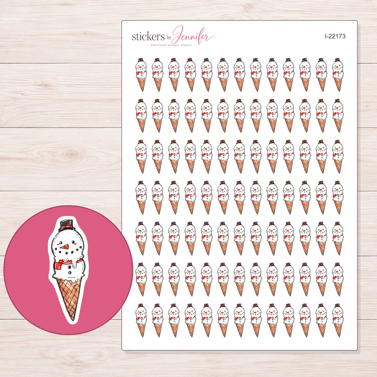 I-22173 planner sticker sheet with enlarged sticker detail