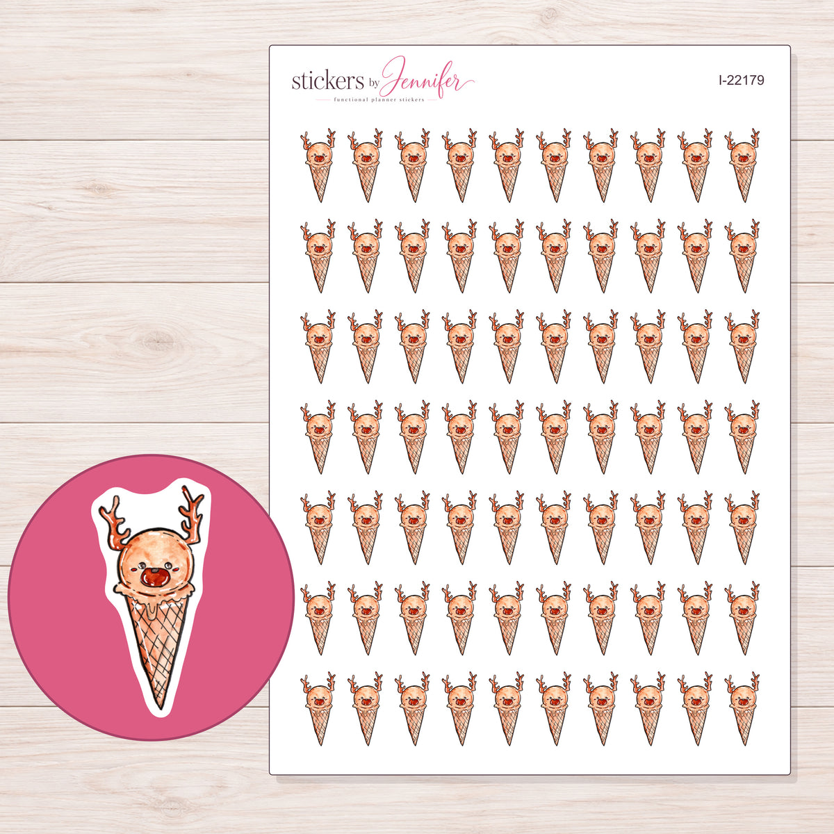 I-22179 planner sticker sheet with enlarged sticker detail