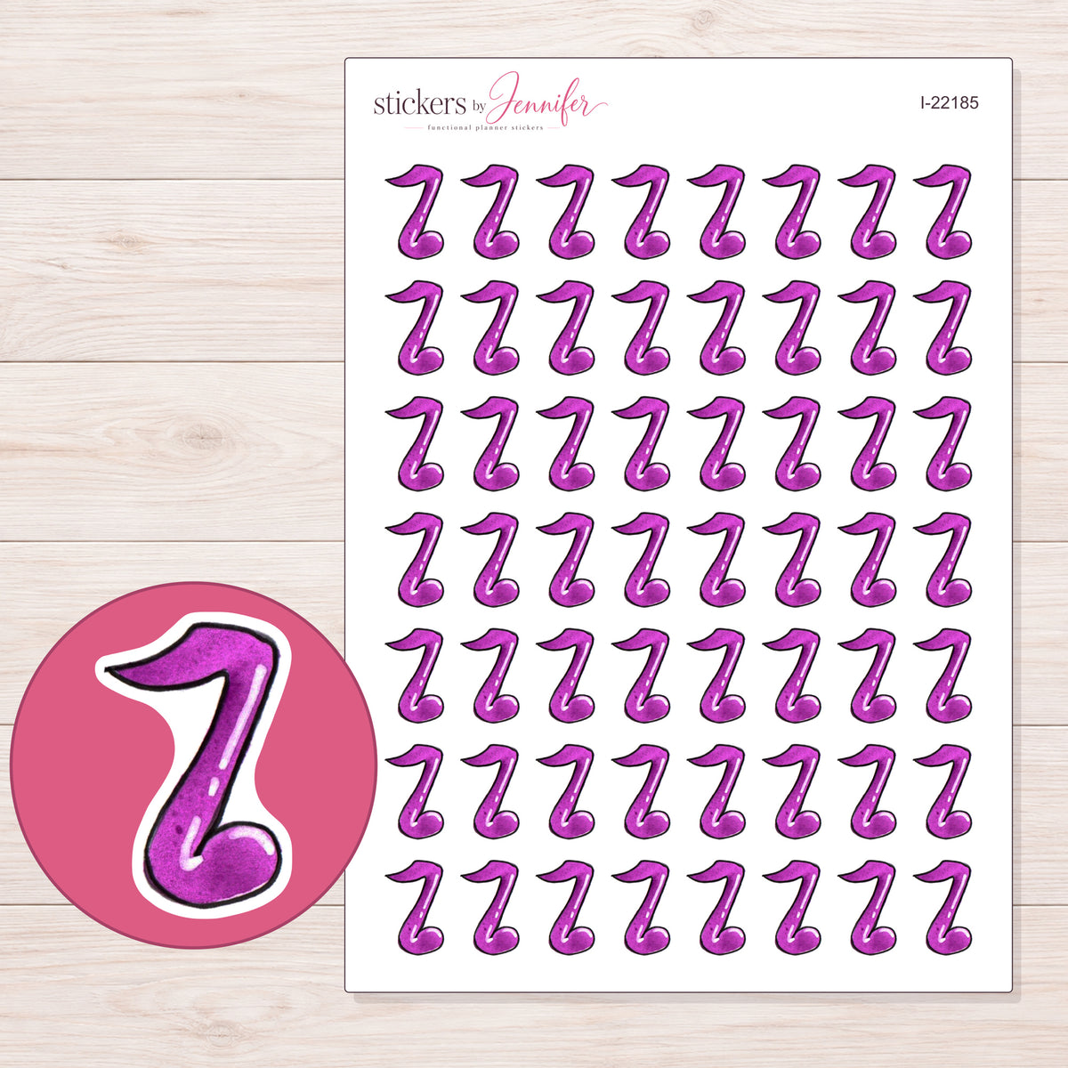 I-22185 planner sticker sheet with enlarged sticker detail