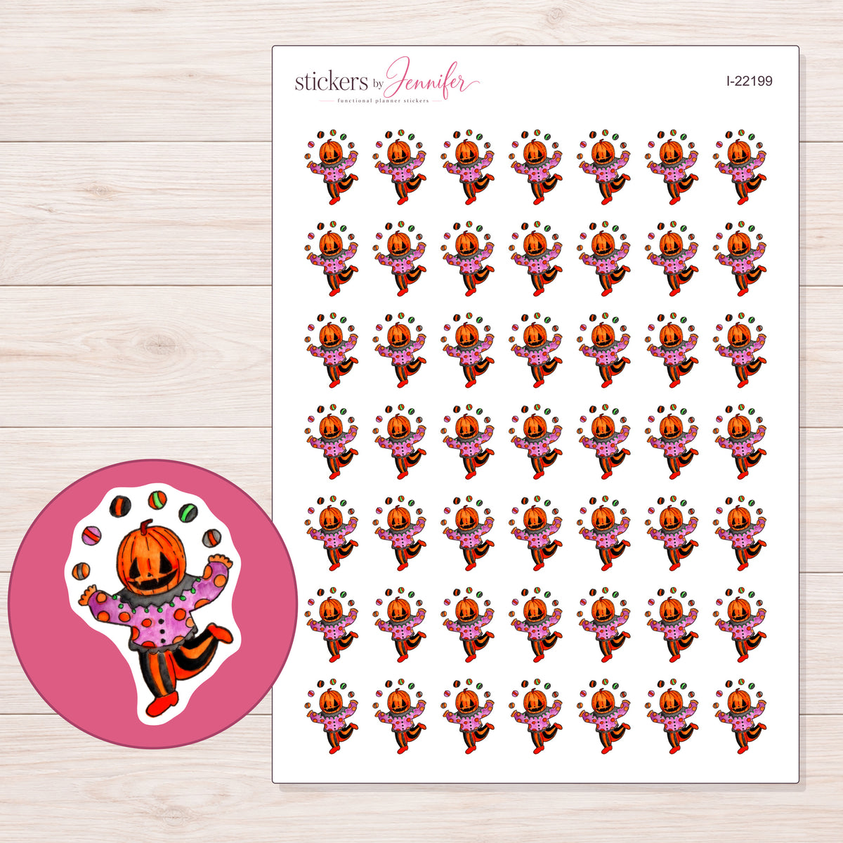 I-22199 planner sticker sheet with enlarged sticker detail