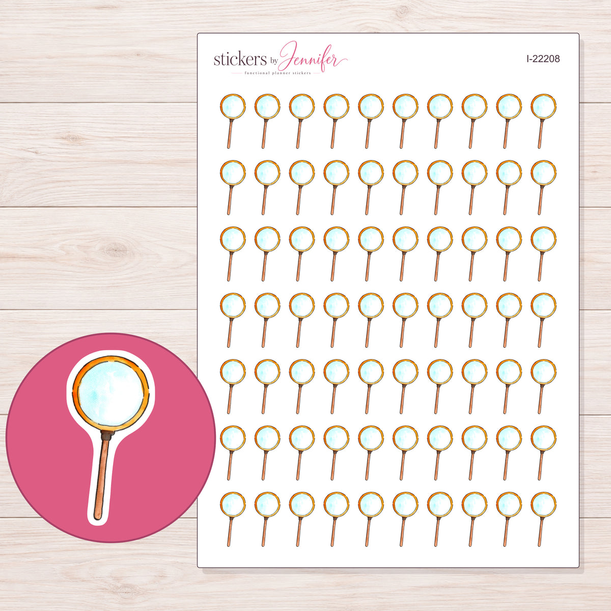 I-22208 planner sticker sheet with enlarged sticker detail