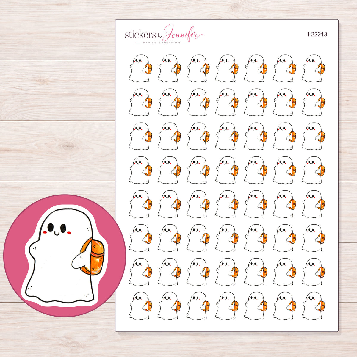 I-22213 planner sticker sheet with enlarged sticker detail