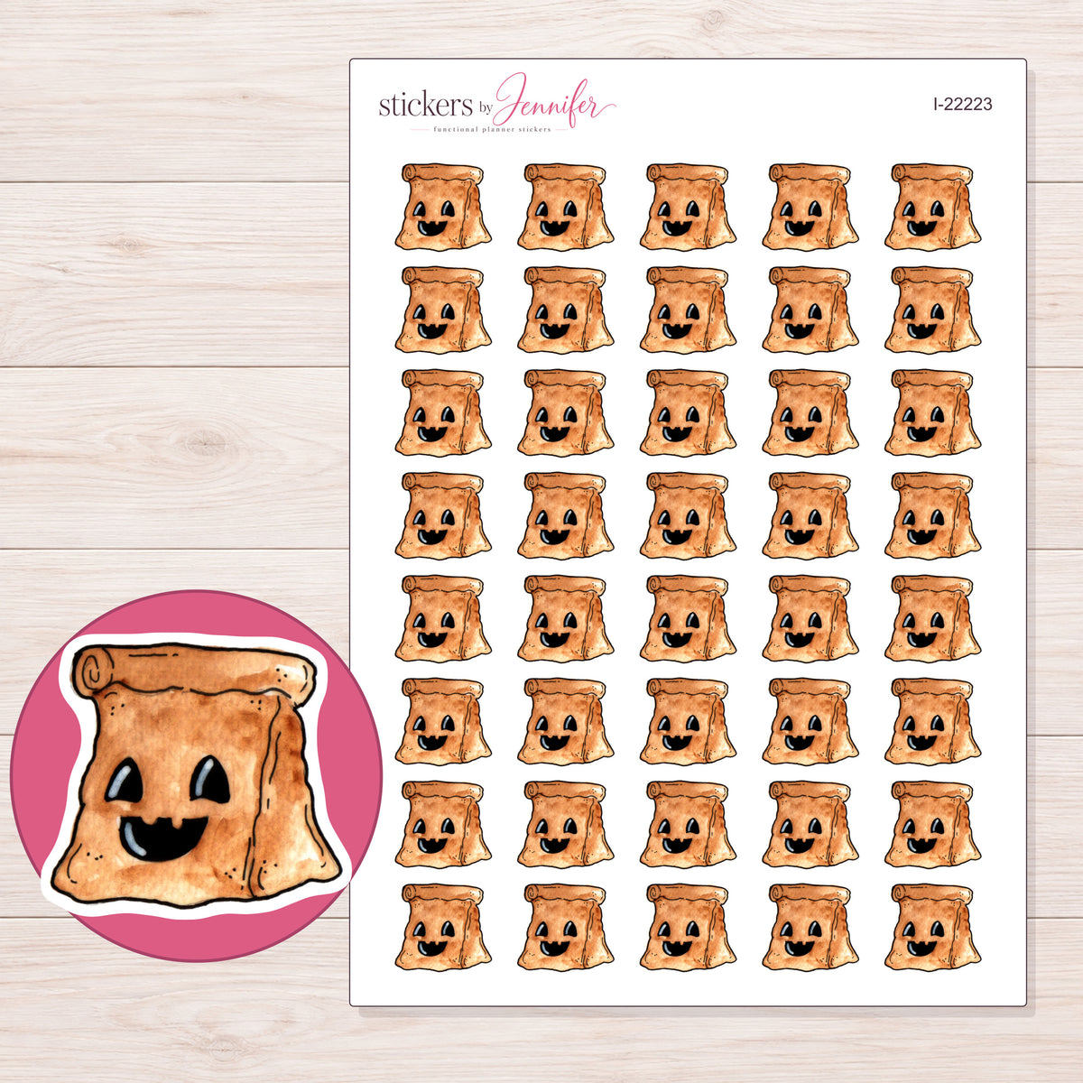 I-22223 planner sticker sheet with enlarged sticker detail