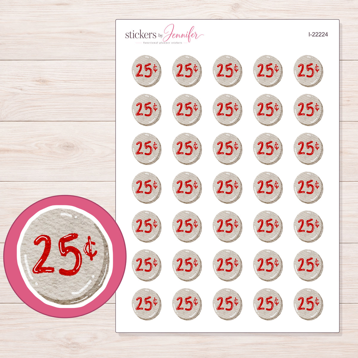 I-22224 planner sticker sheet with enlarged sticker detail