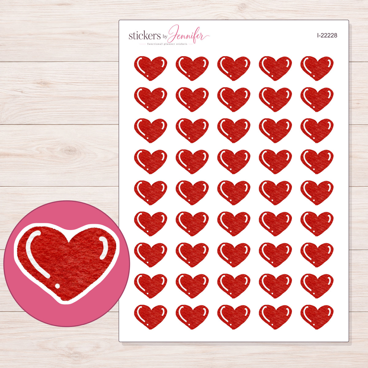 I-22228 planner sticker sheet with enlarged sticker detail