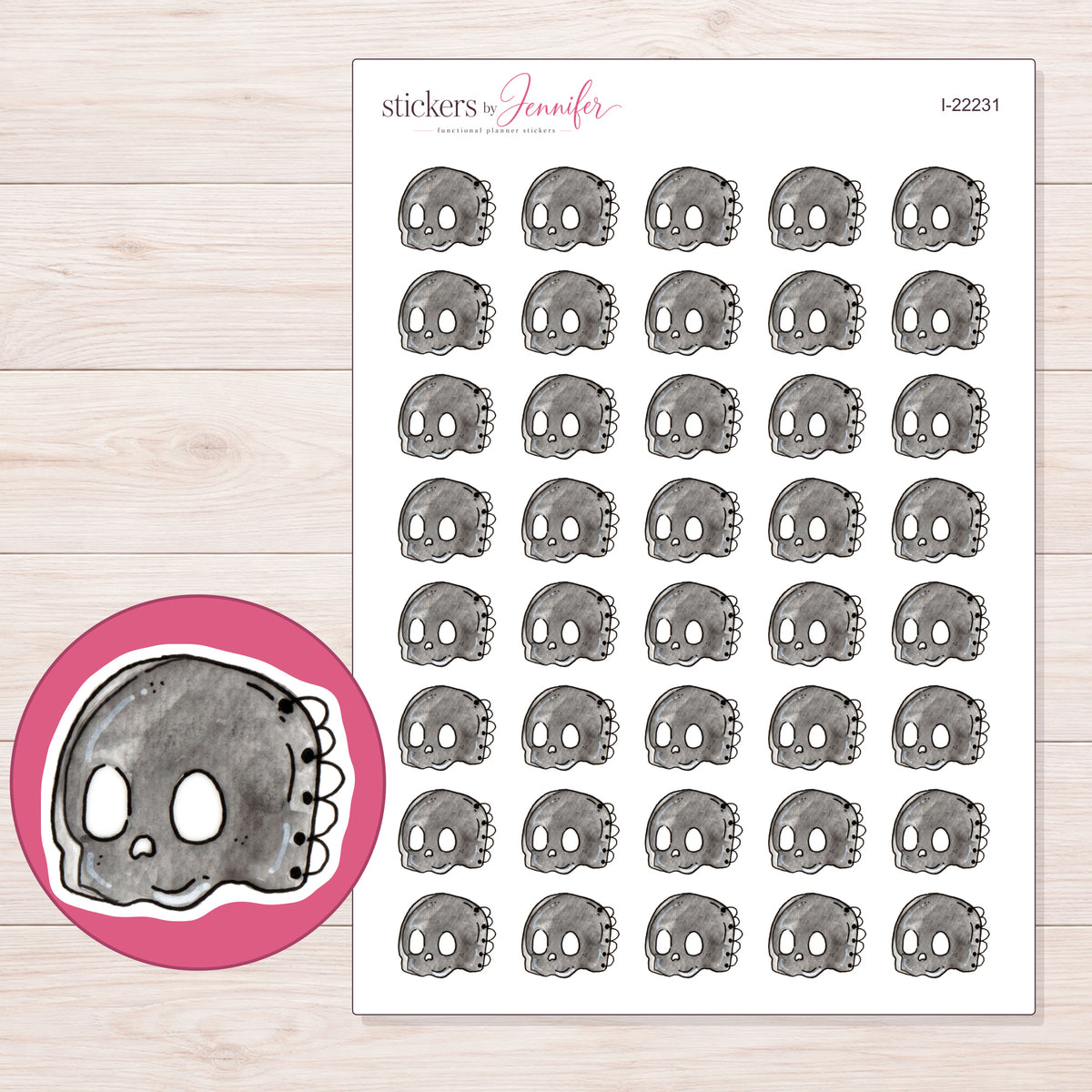 I-22231 planner sticker sheet with enlarged sticker detail