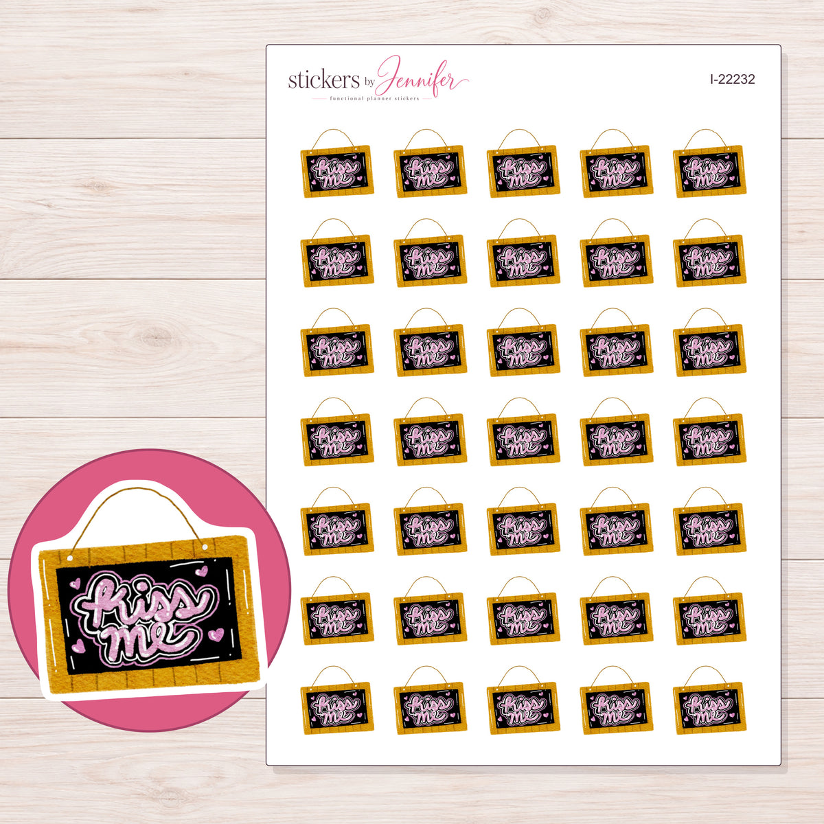 I-22232 planner sticker sheet with enlarged sticker detail