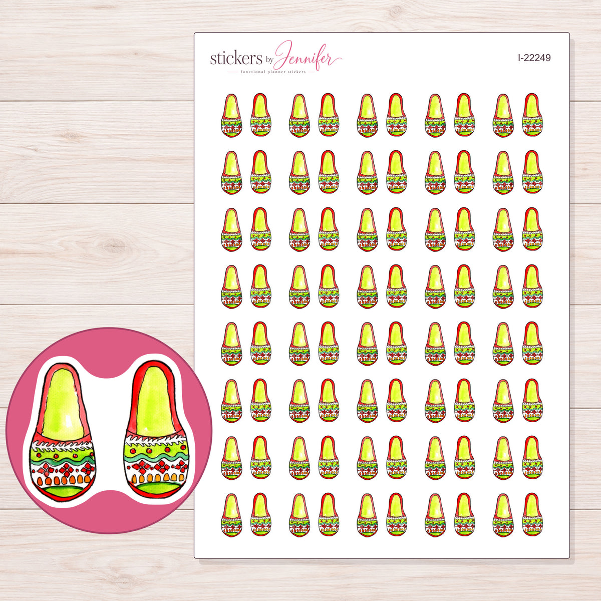 I-22249 planner sticker sheet with enlarged sticker detail