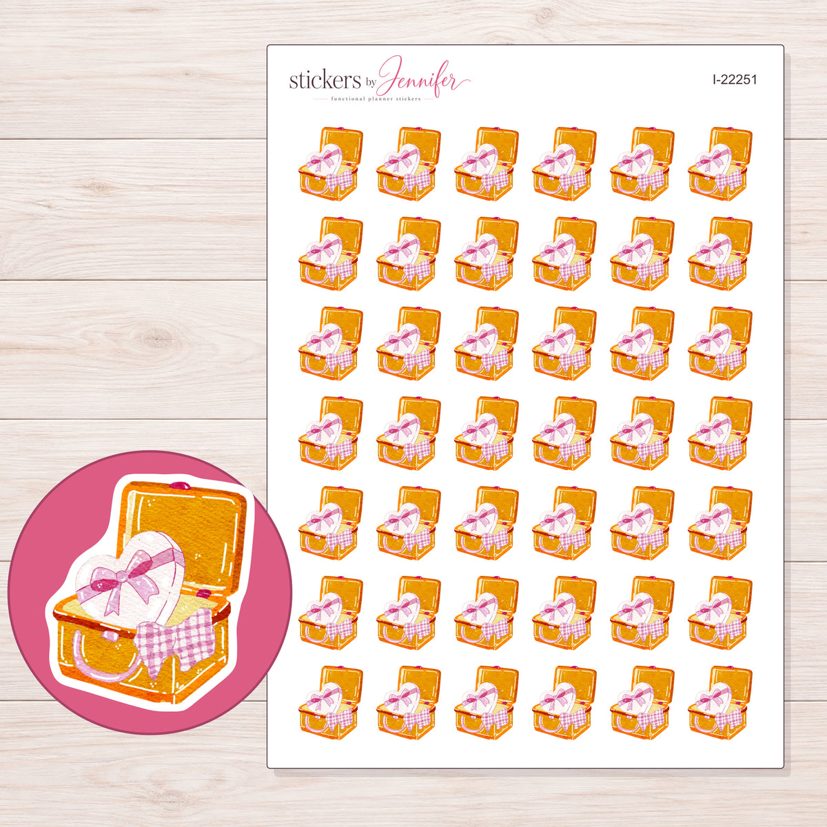I-22251 planner sticker sheet with enlarged sticker detail