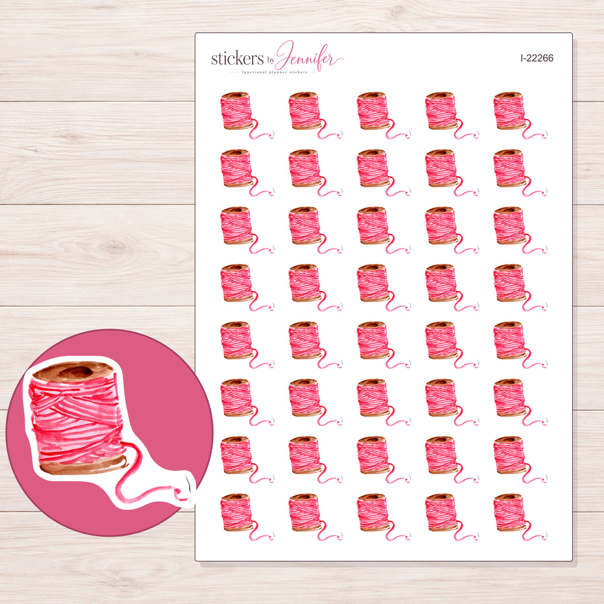I-22266 planner sticker sheet with enlarged sticker detail