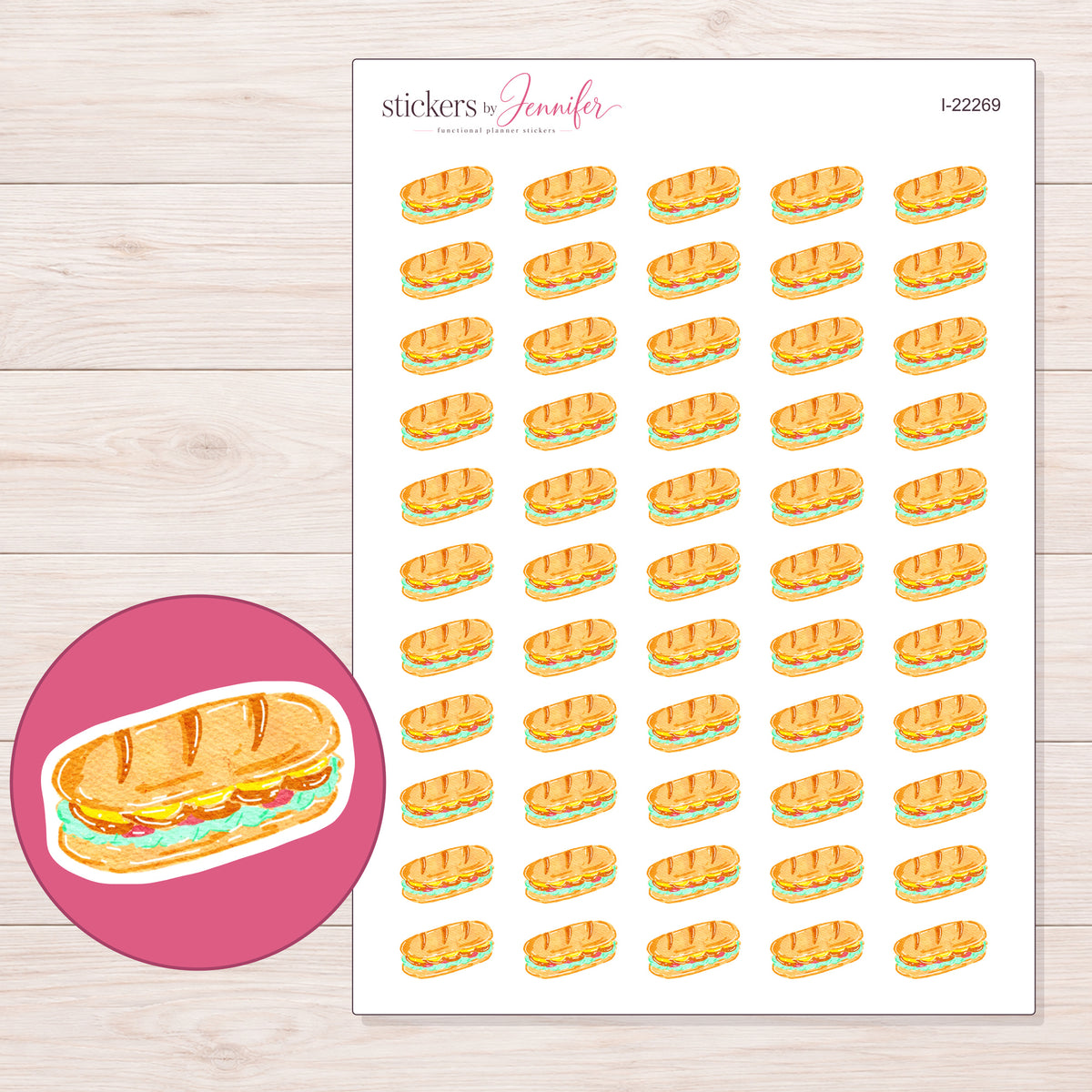 I-22269 planner sticker sheet with enlarged sticker detail