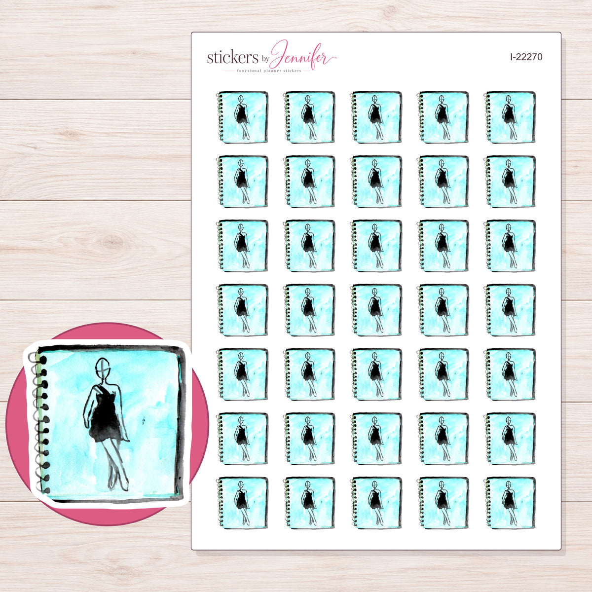 I-22270 planner sticker sheet with enlarged sticker detail