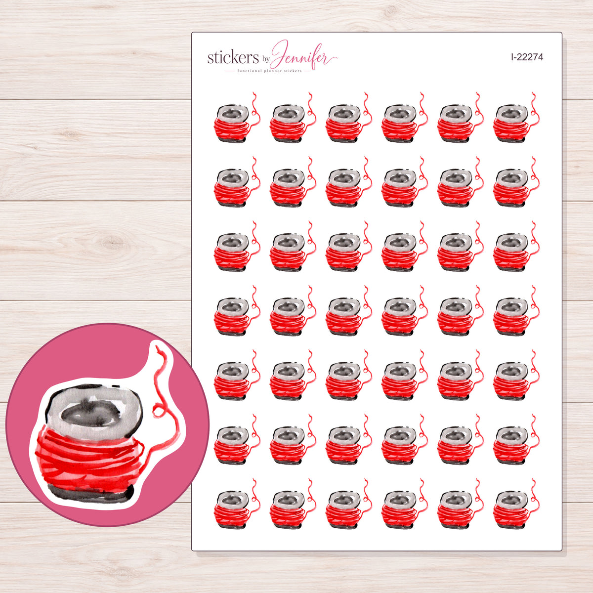 I-22274 planner sticker sheet with enlarged sticker detail