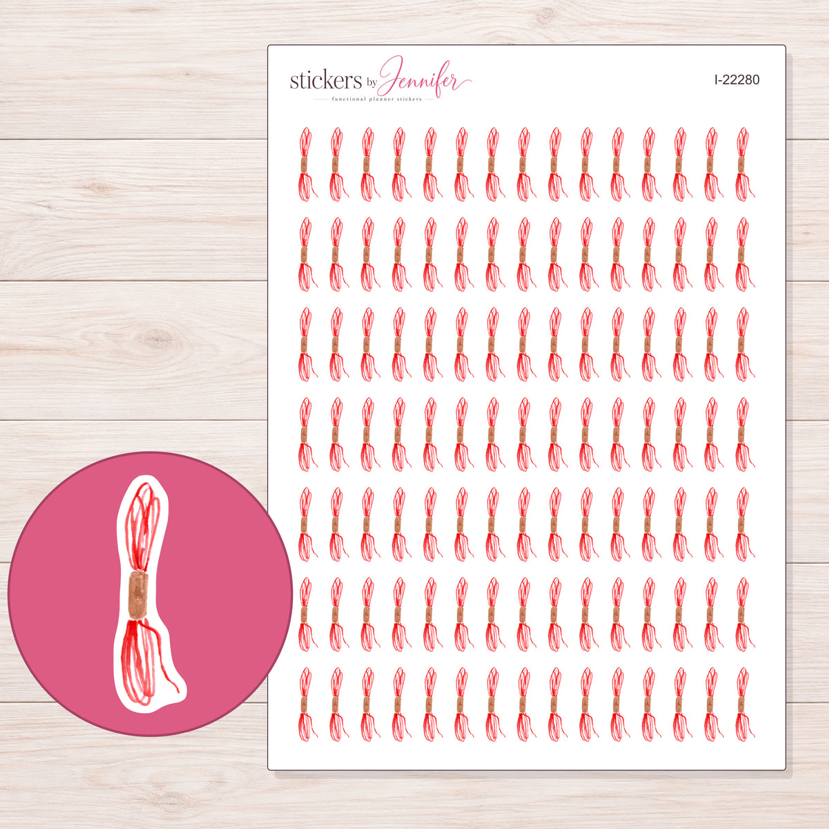 I-22280 planner sticker sheet with enlarged sticker detail