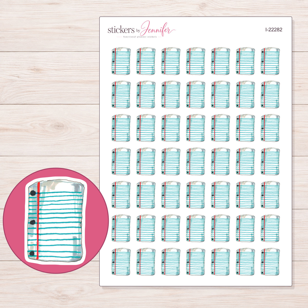 I-22282 planner sticker sheet with enlarged sticker detail