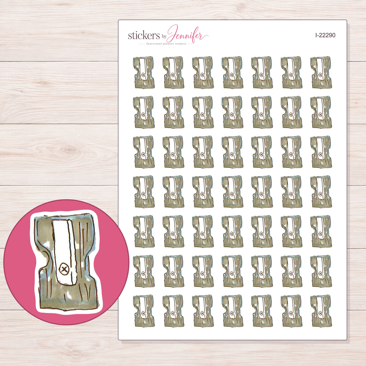 I-22290 planner sticker sheet with enlarged sticker detail