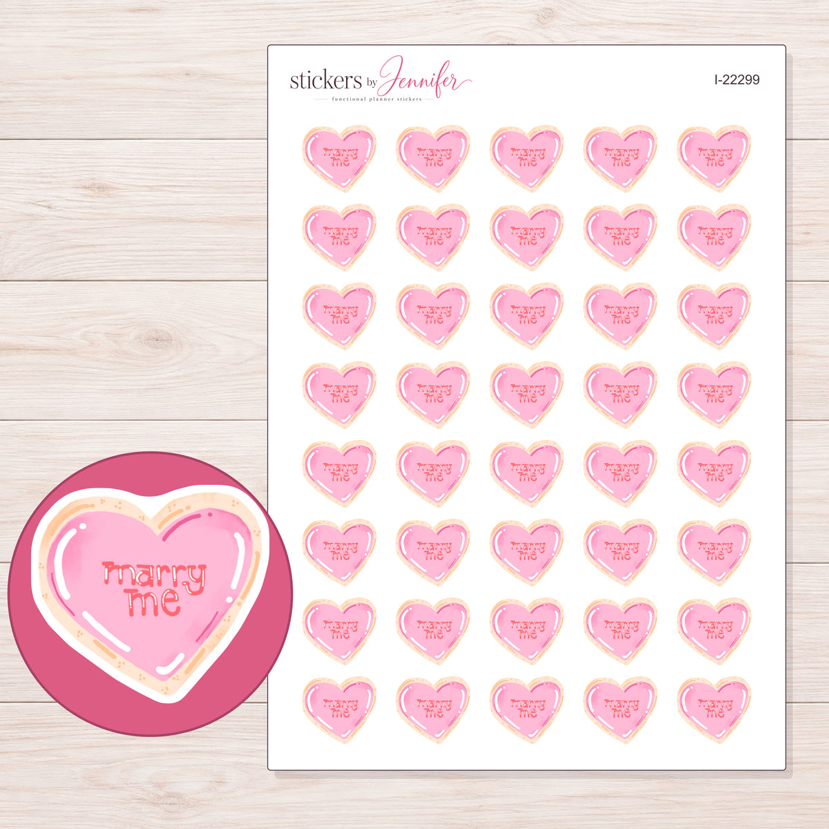 I-22299 planner sticker sheet with enlarged sticker detail